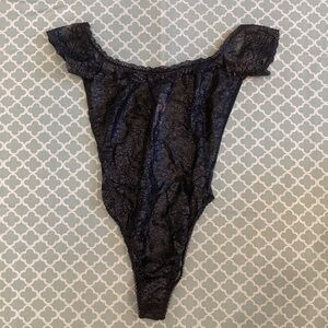 Victoria’s Secret Black Shimmer Lace Teddy XS NWT